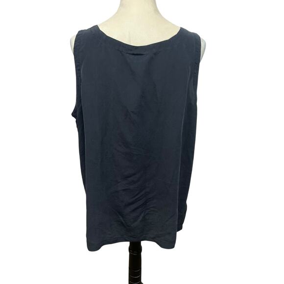 Quiet‎ Luxury Black Silk Tank Top Ellen Ashley Minimalist XL - Picture 3 of 5